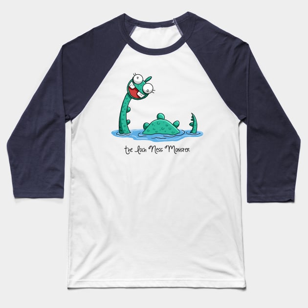 Loch Ness Monster Baseball T-Shirt by Turnbolt